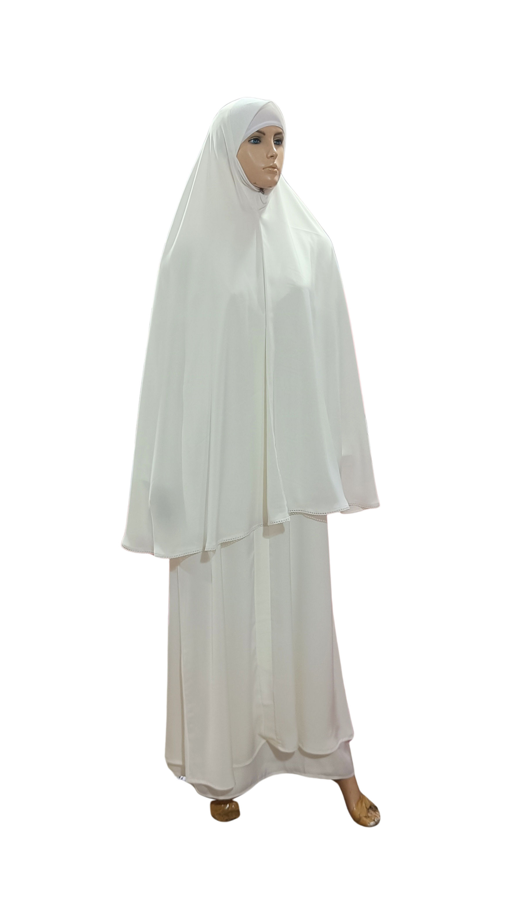 Ladies Ihram Set – 2 Piece (Abaya + Hijab) | White