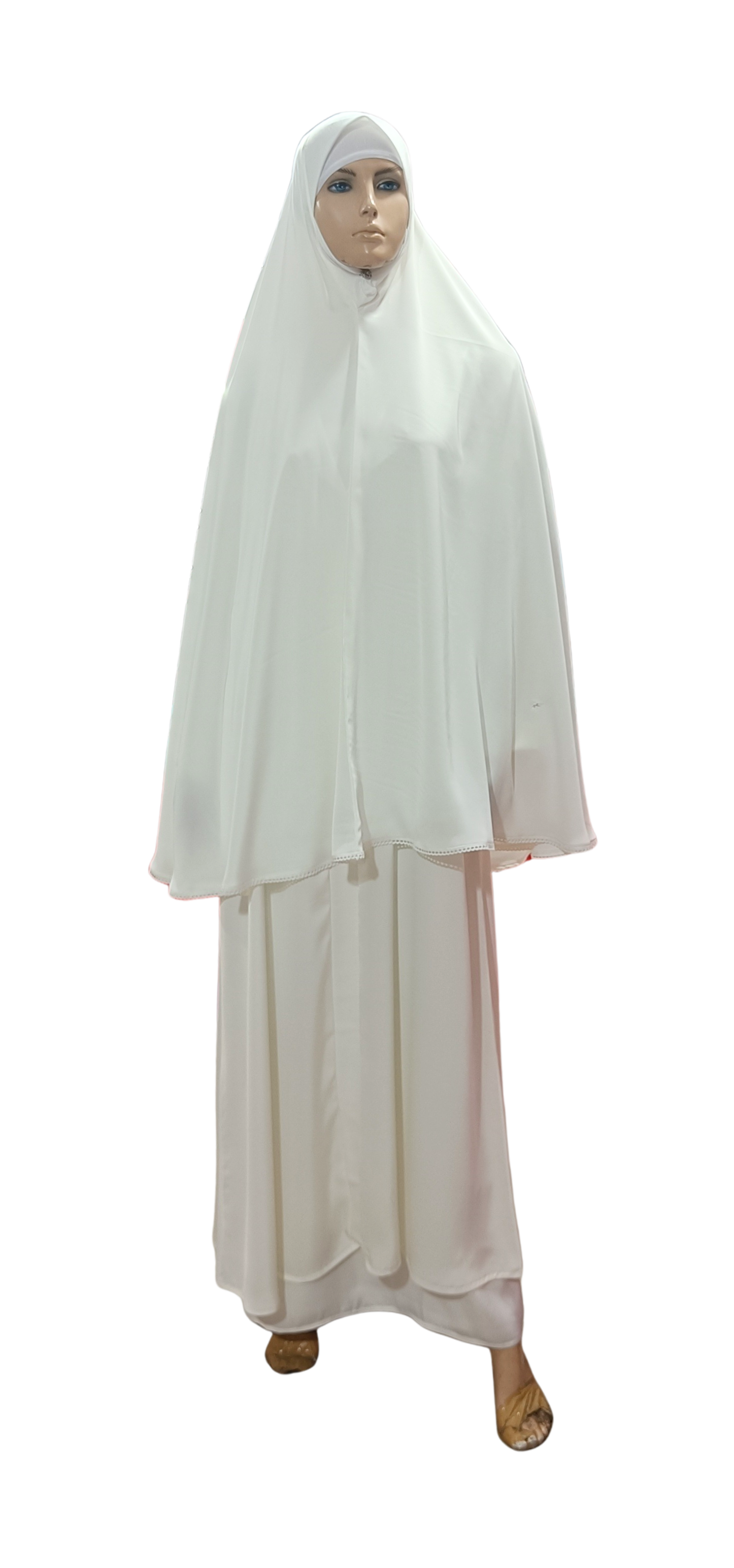 Ladies Ihram Set – 2 Piece (Abaya + Hijab) | White