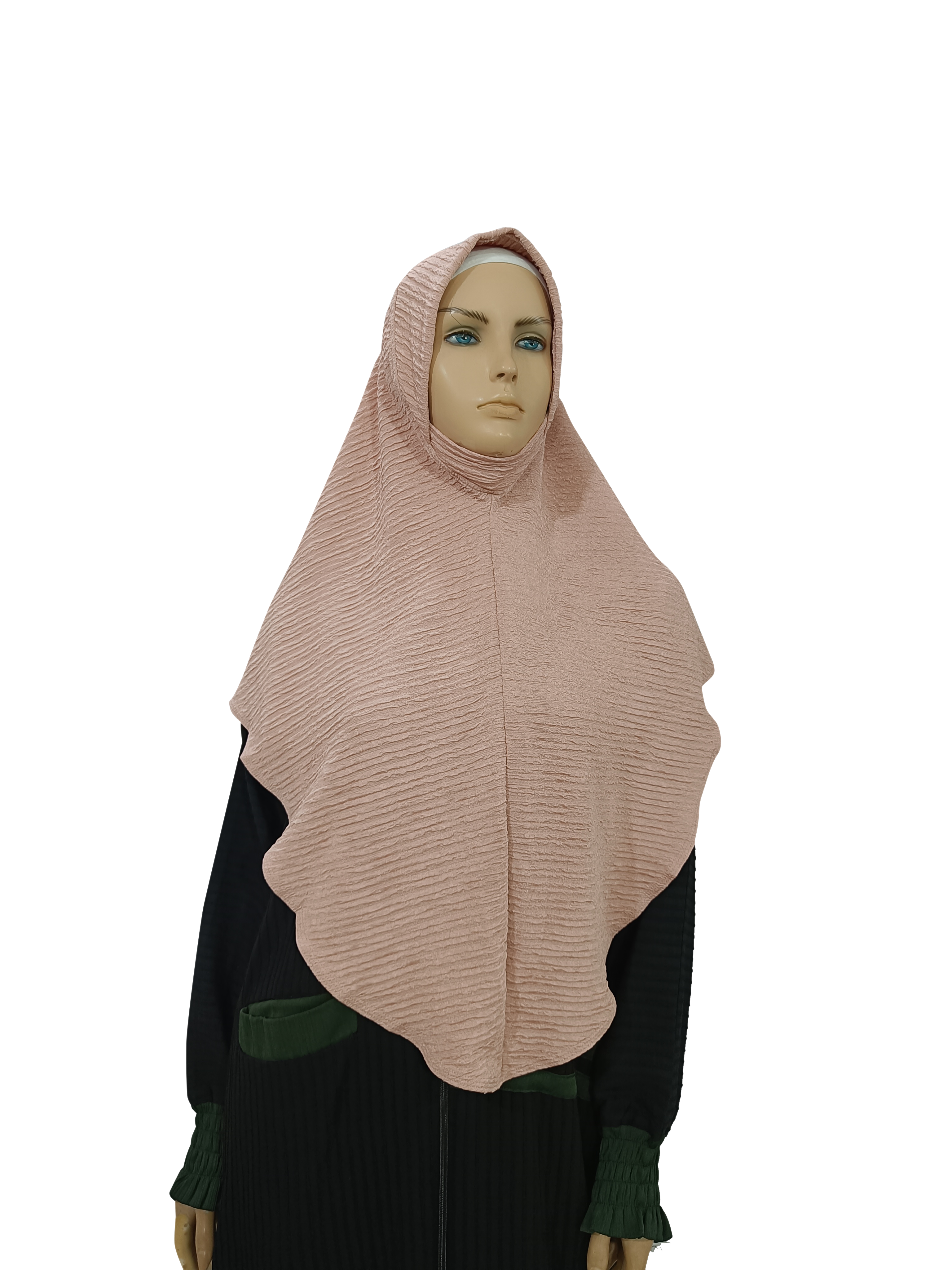 Instant Crinkled Soft Peach Hijab - B006P031
