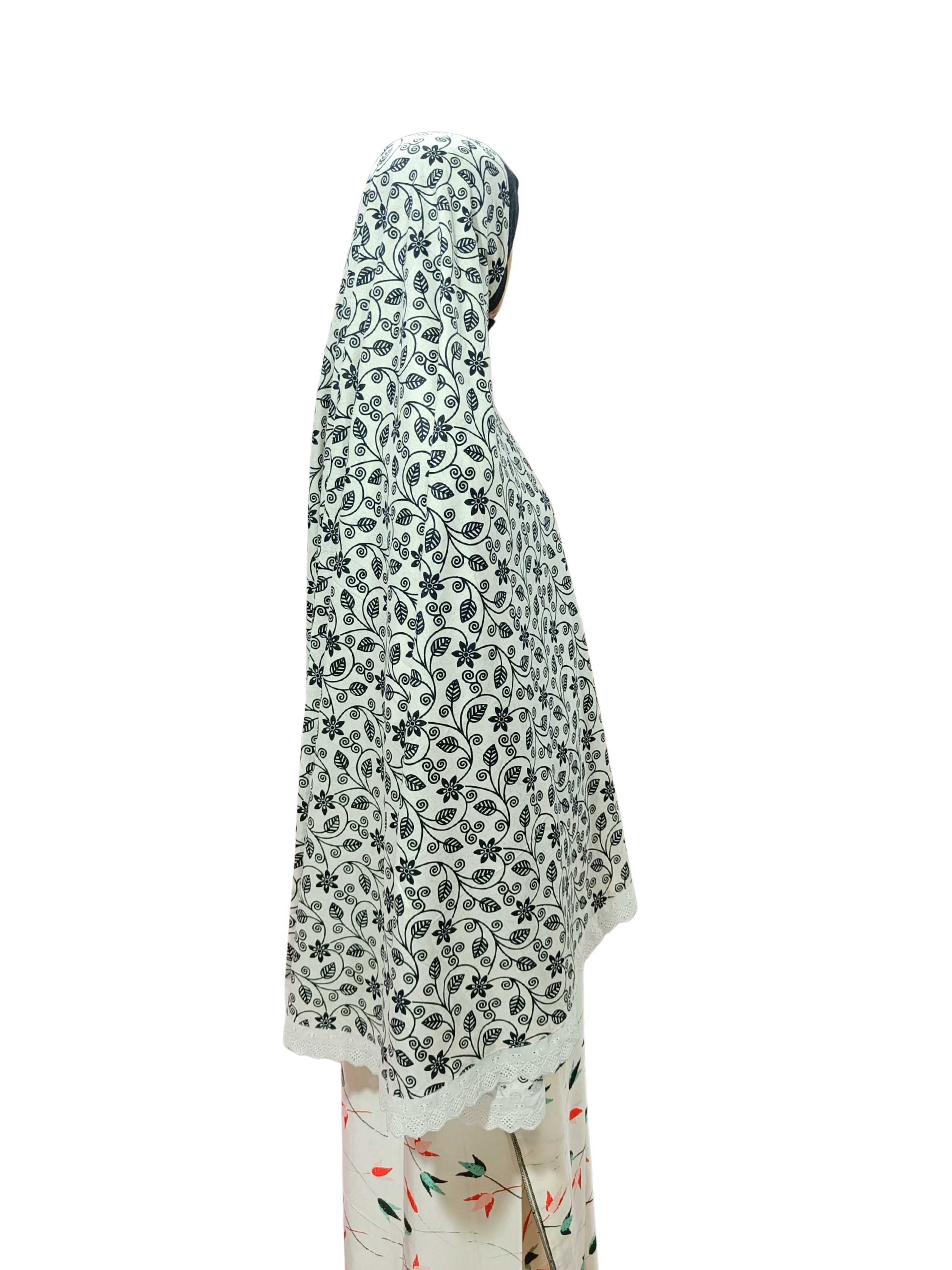 Printed Cotton Namaaz Hijab – Soft, Breathable & Full Coverage.B009P018