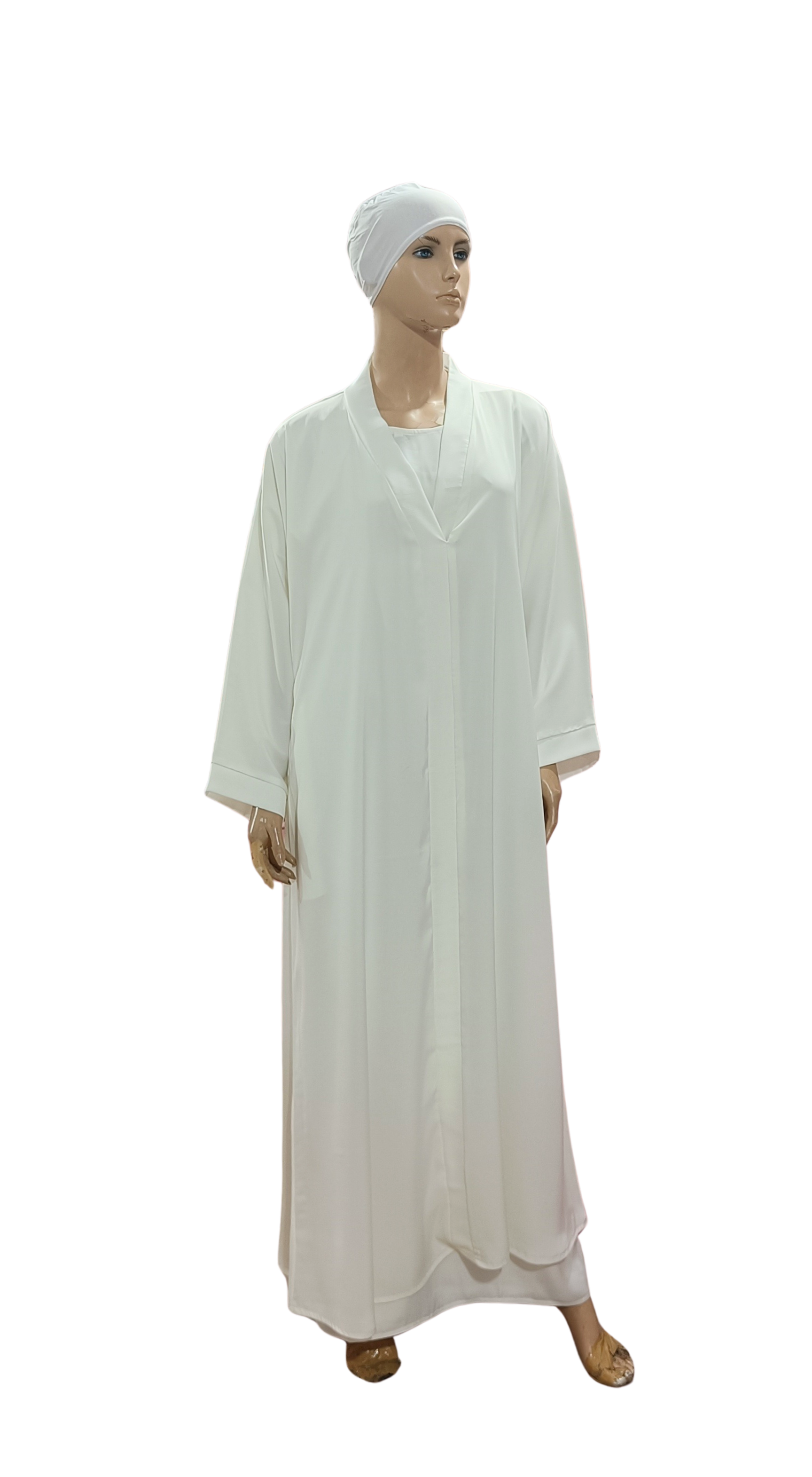 Ladies Ihram Set – 2 Piece (Abaya + Hijab) | White