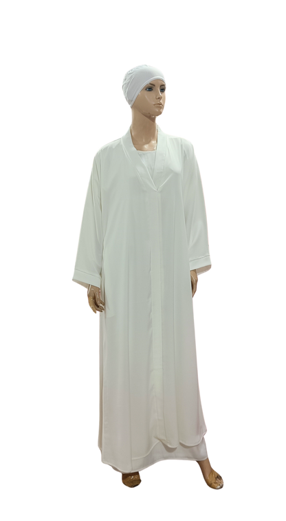 Ladies Ihram Set – 2 Piece (Abaya + Hijab) | White