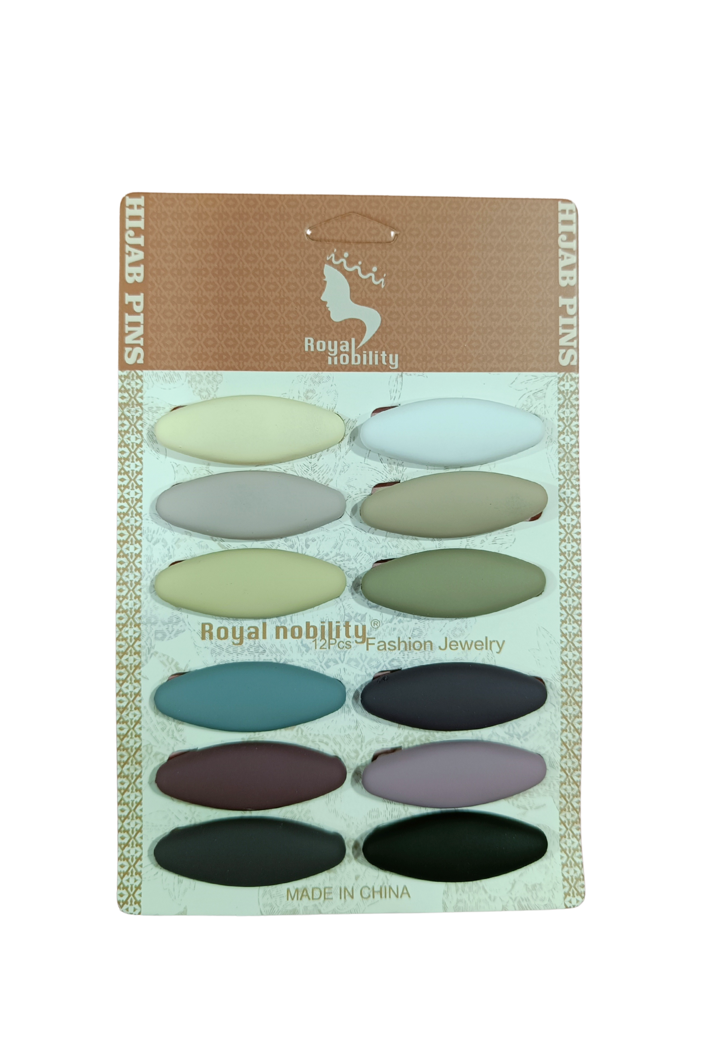 Royal Nobility Hijab Pins – Multicolor Matte Finish (12 Pieces)- MP-025
