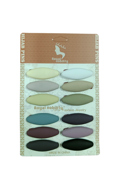 Royal Nobility Hijab Pins – Multicolor Matte Finish (12 Pieces)- MP-025