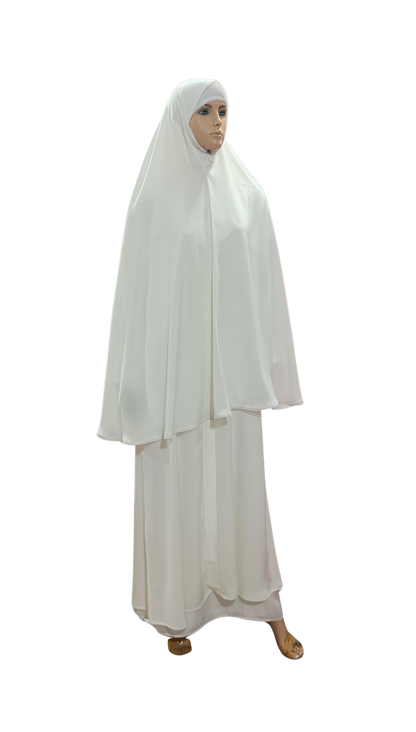 Ladies Ihram Set – 2 Piece (Abaya + Hijab) | White