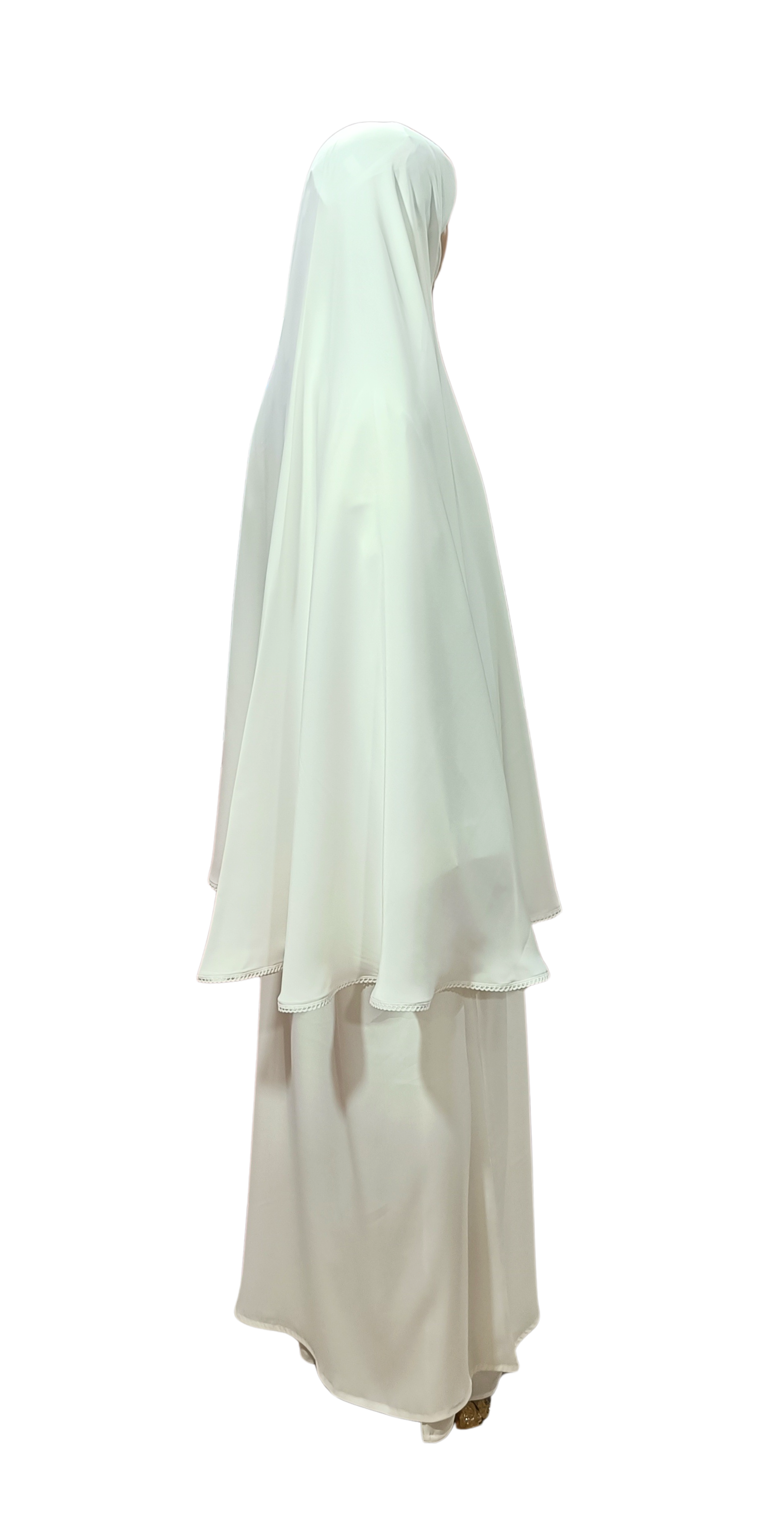 Ladies Ihram Set – 2 Piece (Abaya + Hijab) | White