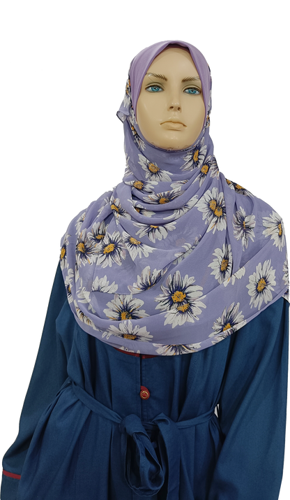 Mona Hijab - Lavender Floral Print - B002P006
