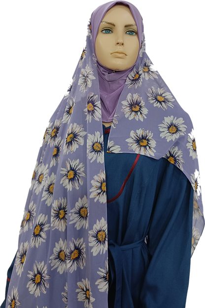 Mona Hijab - Lavender Floral Print - B002P006