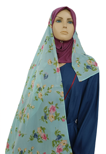 Mona Hijab - Sky Blue Floral - B002P007