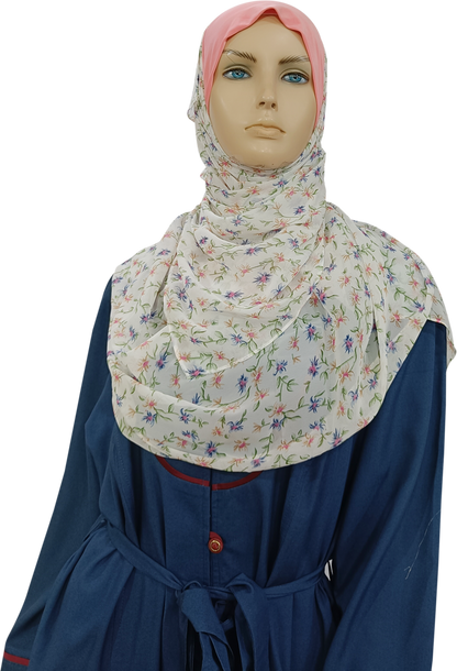 Mona Hijab - White Floral - B002P008