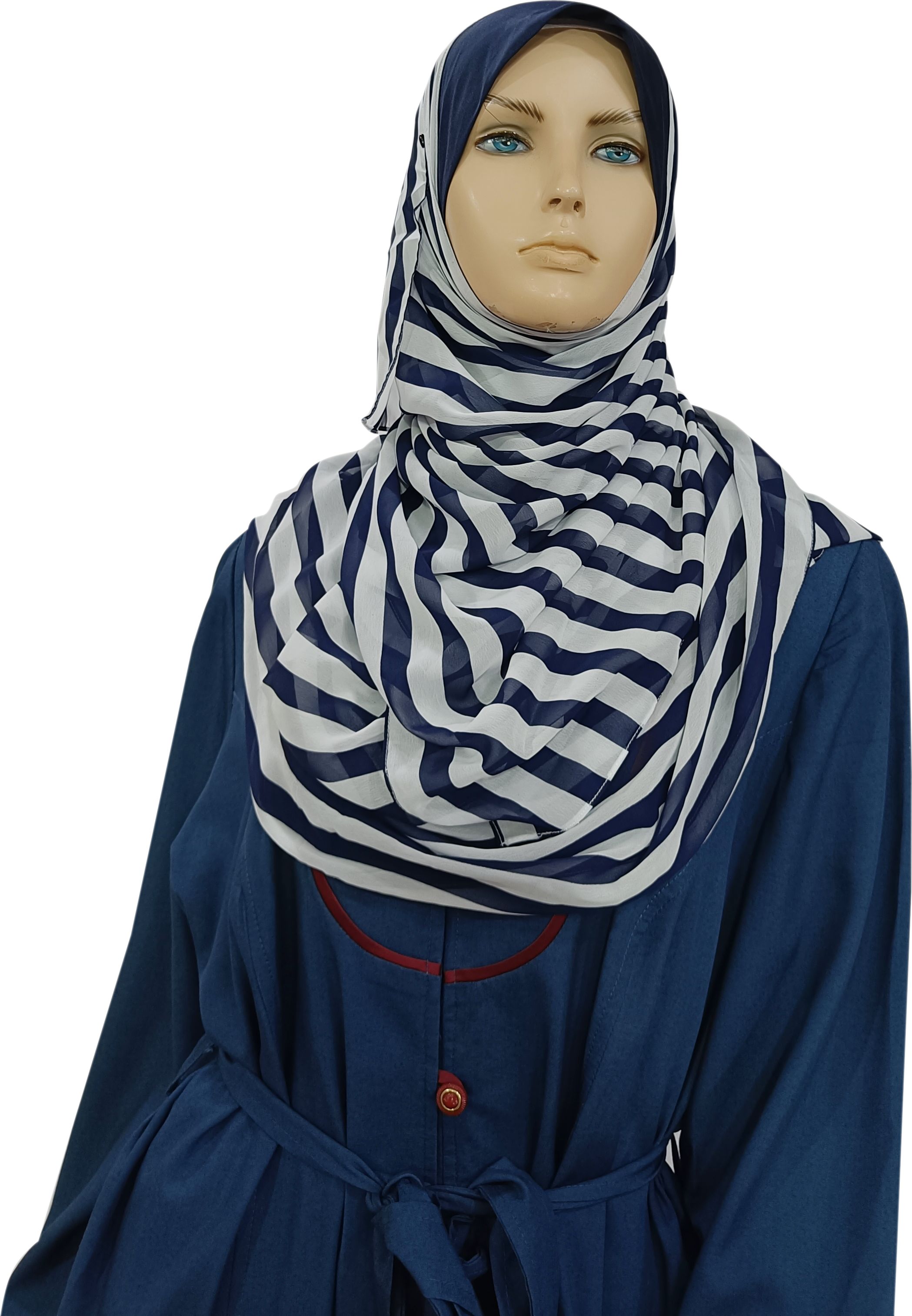 Mona Hijab - Navy Blue Stripes - B002P009