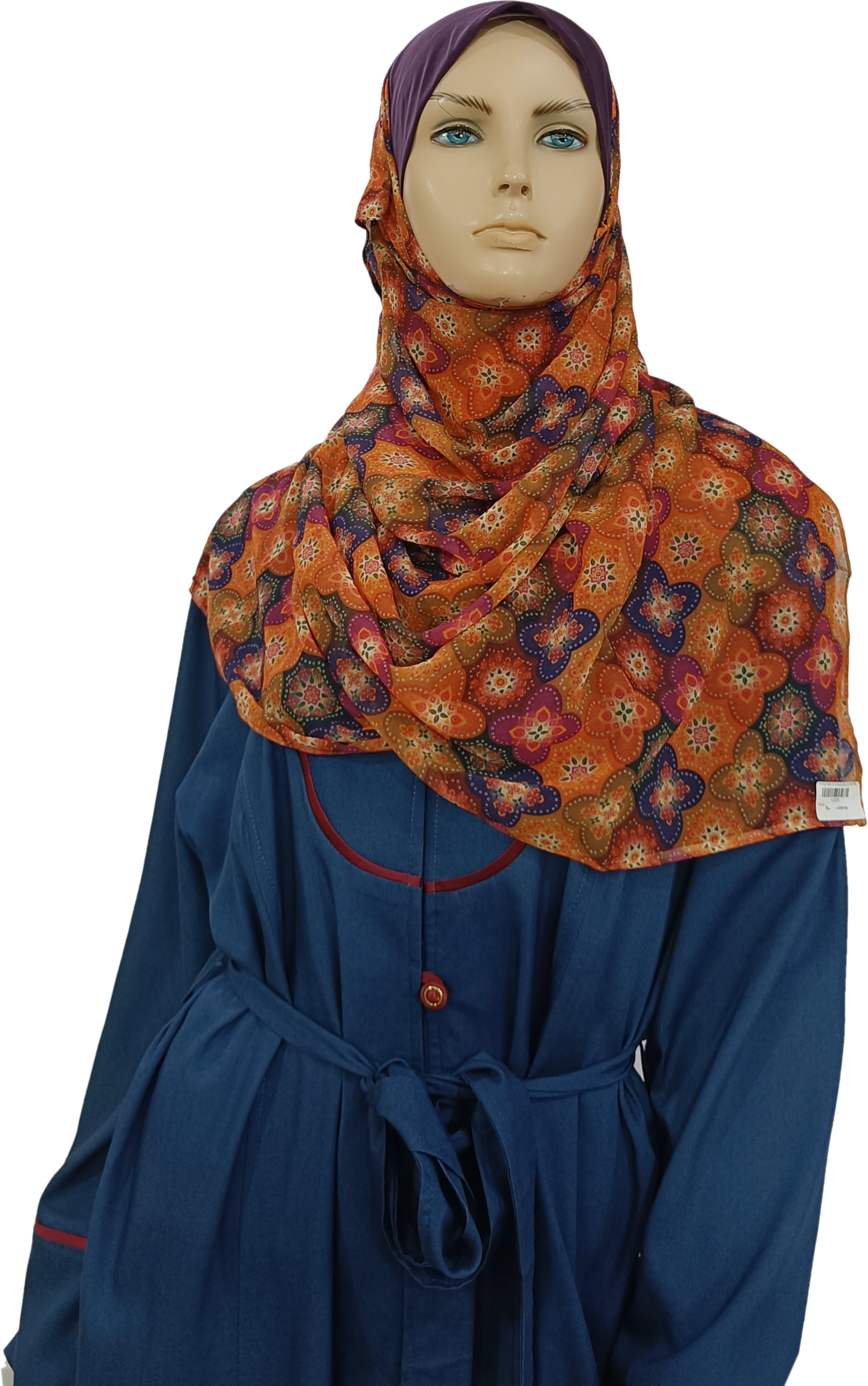 Mona Hijab - BlueBrown Floral Print - B002P010
