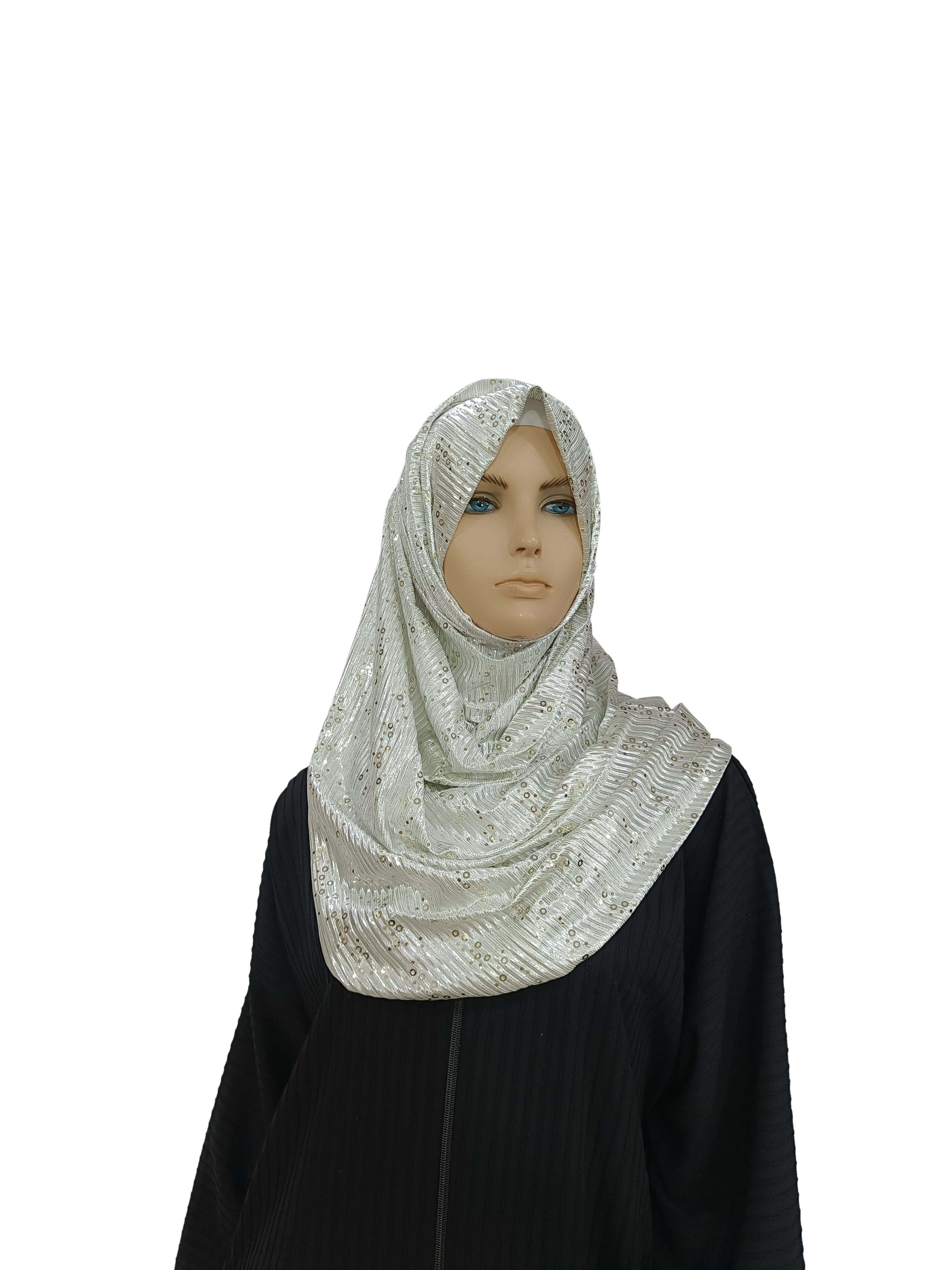 Stretchable Pleated Glitter Fabric Stole lightweight and soft fabric  -  B004P030