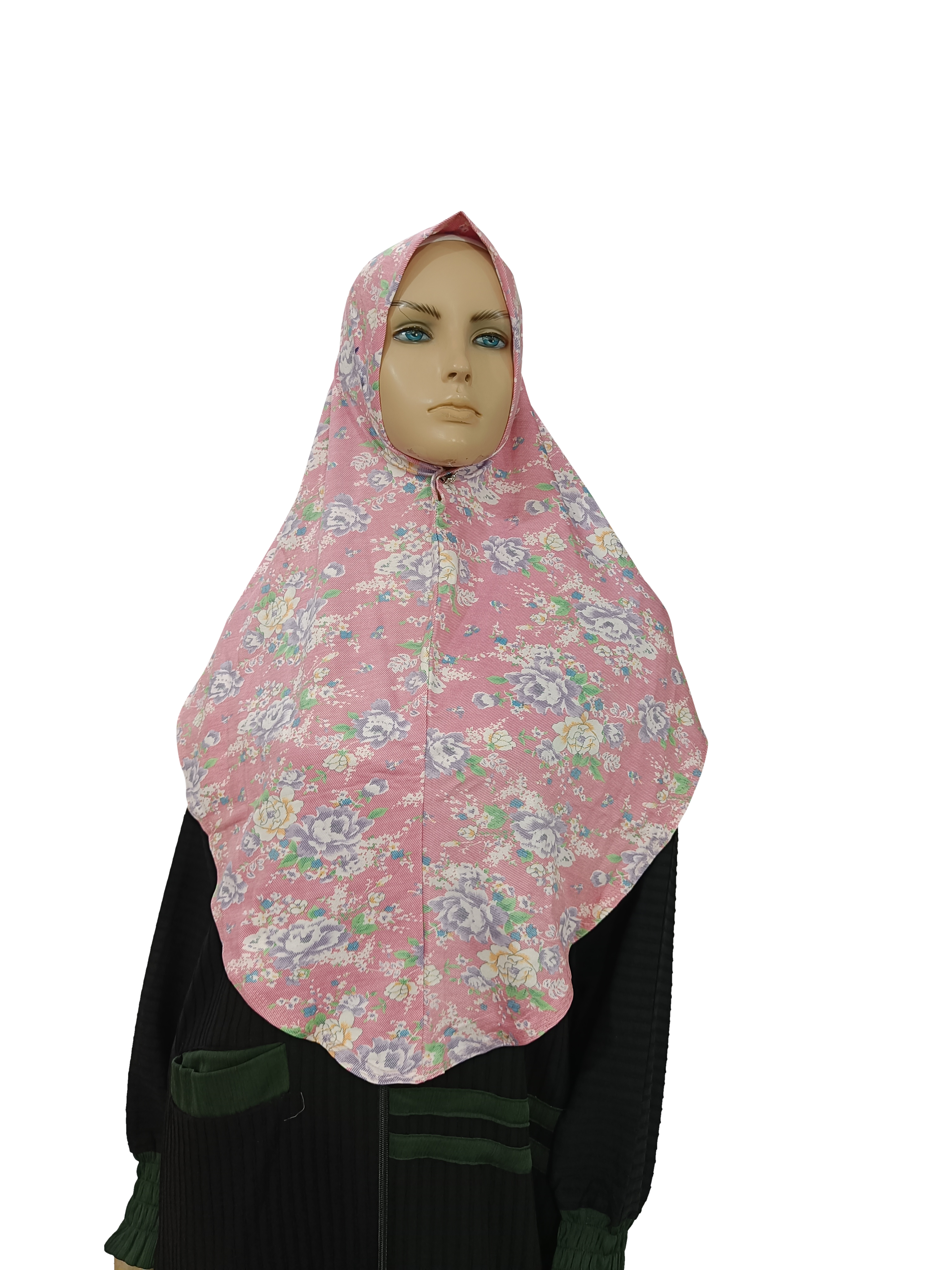 Printed Denim Hijab(L Size) – Soft Floral Elegance for Everyday Wear - B005006