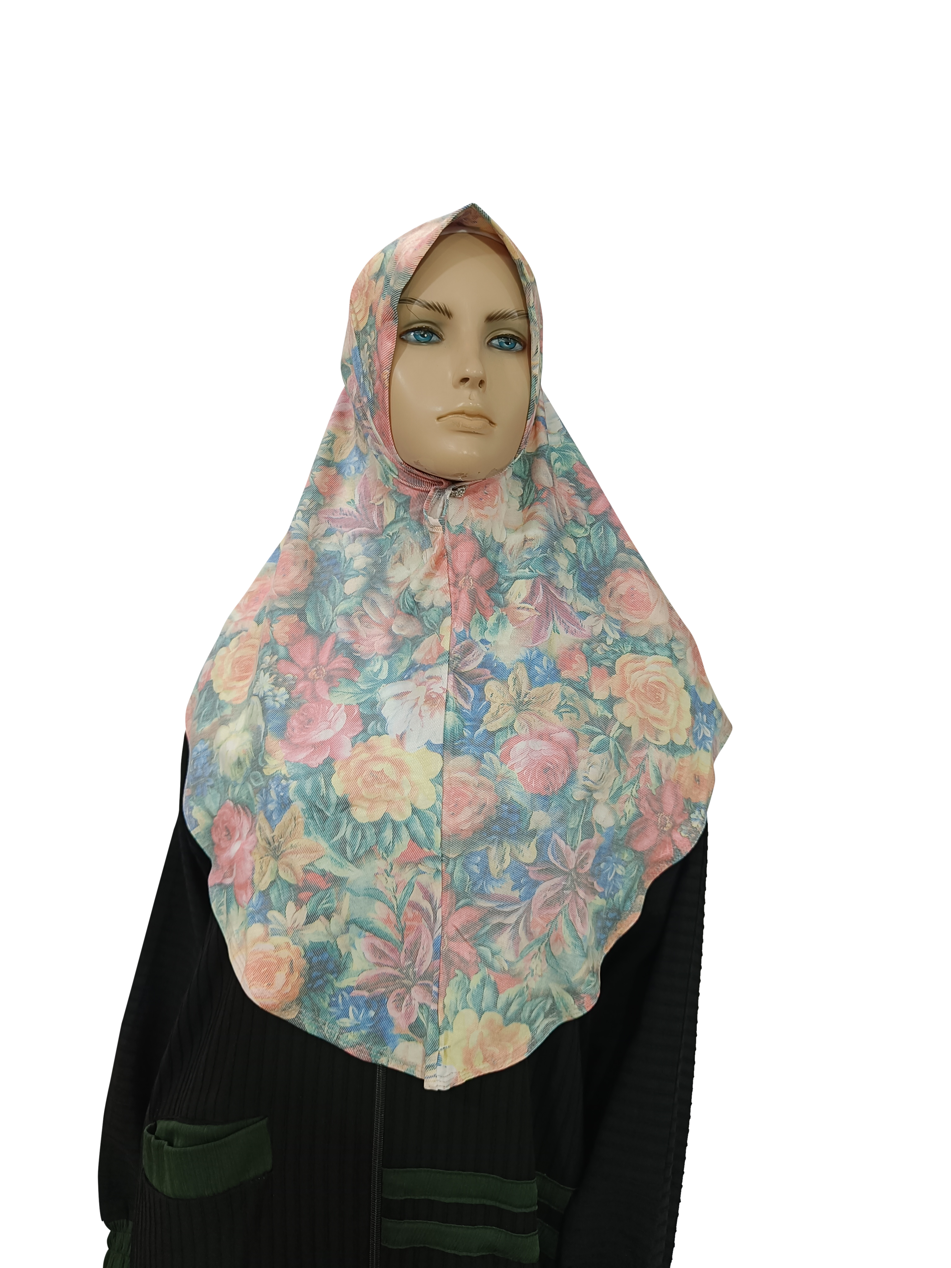 Printed Denim Hijab – Soft Floral Elegance for Everyday Wear - B005007