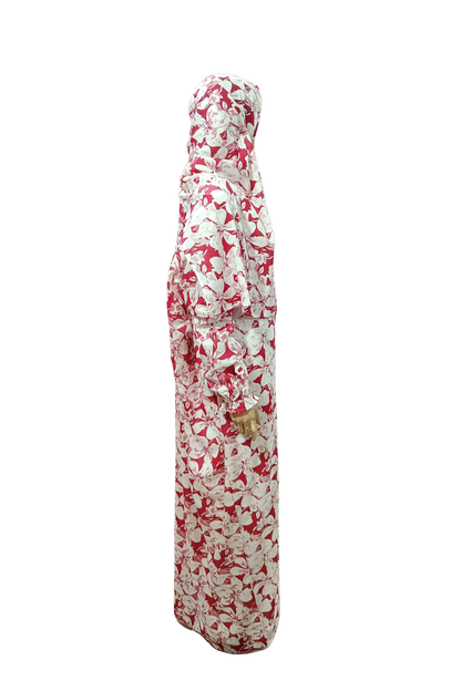 Marron Printed Namaz Gown with Sleeves– Soft, Breathable & Full Coverage.B009P029