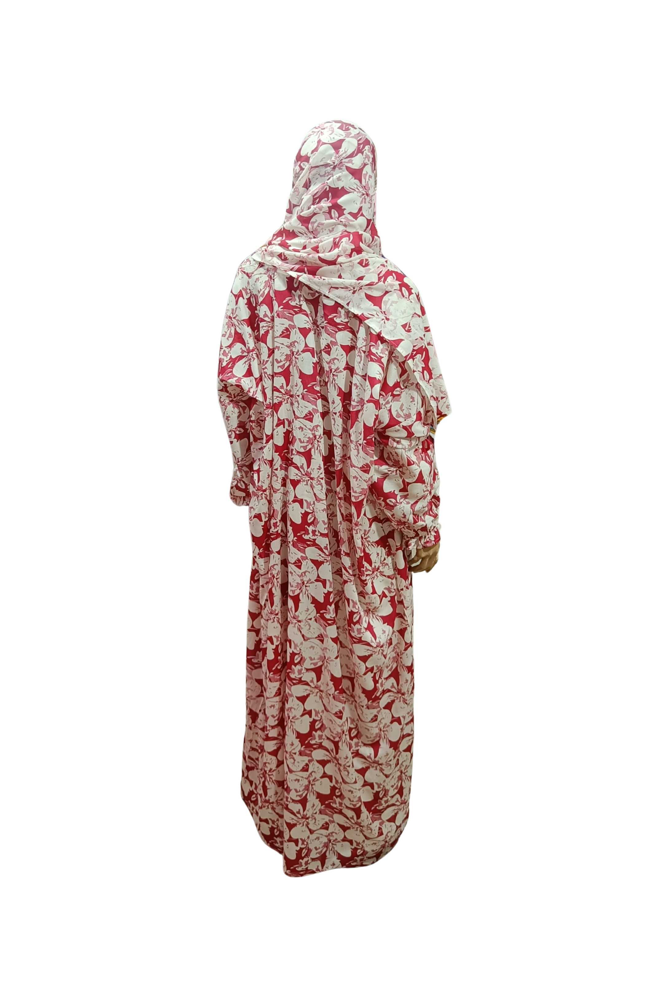 Marron Printed Namaz Gown with Sleeves– Soft, Breathable & Full Coverage.B009P029