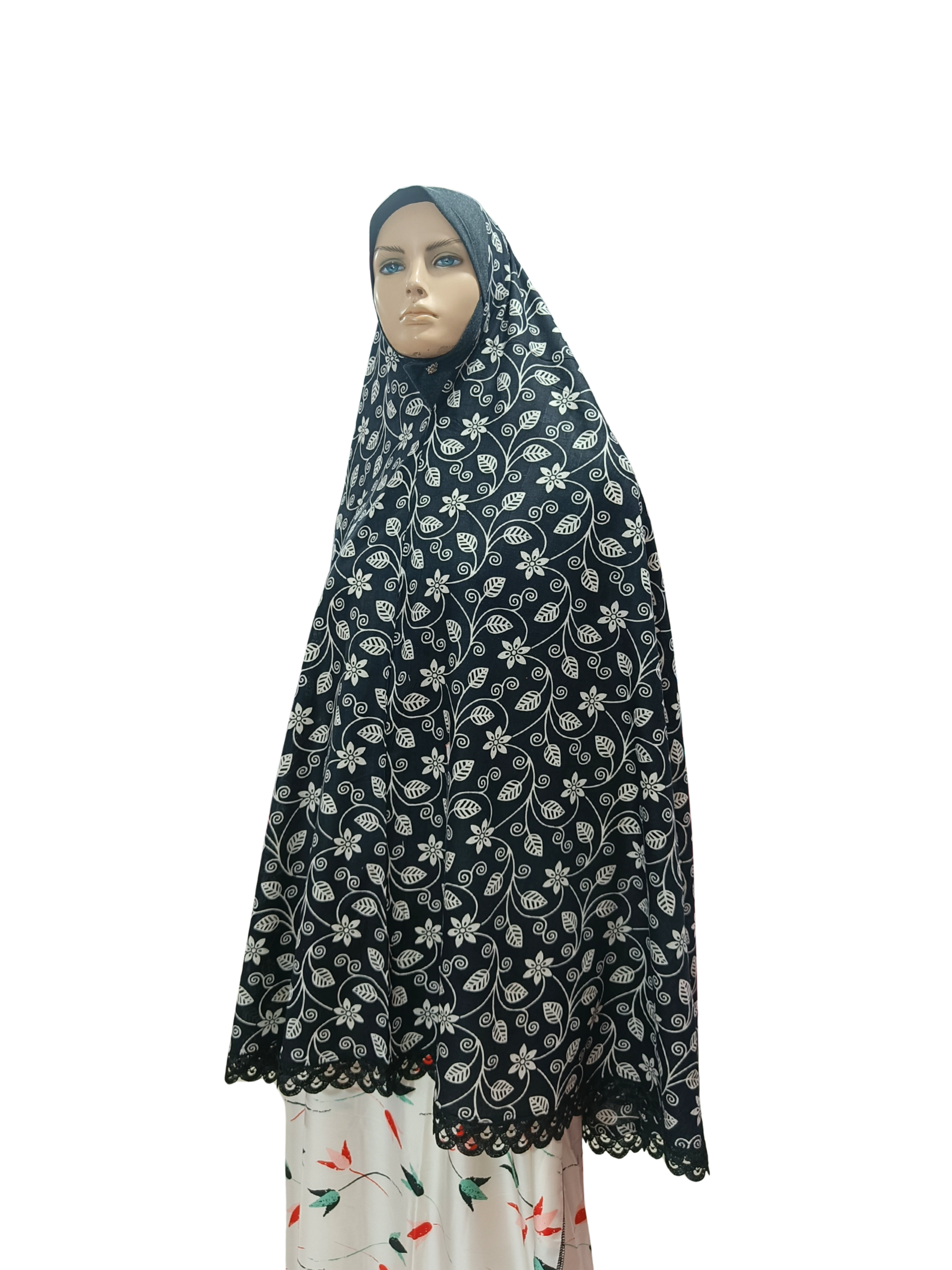 Printed Cotton Namaaz Hijab – Soft, Breathable & Full Coverage.B009P014