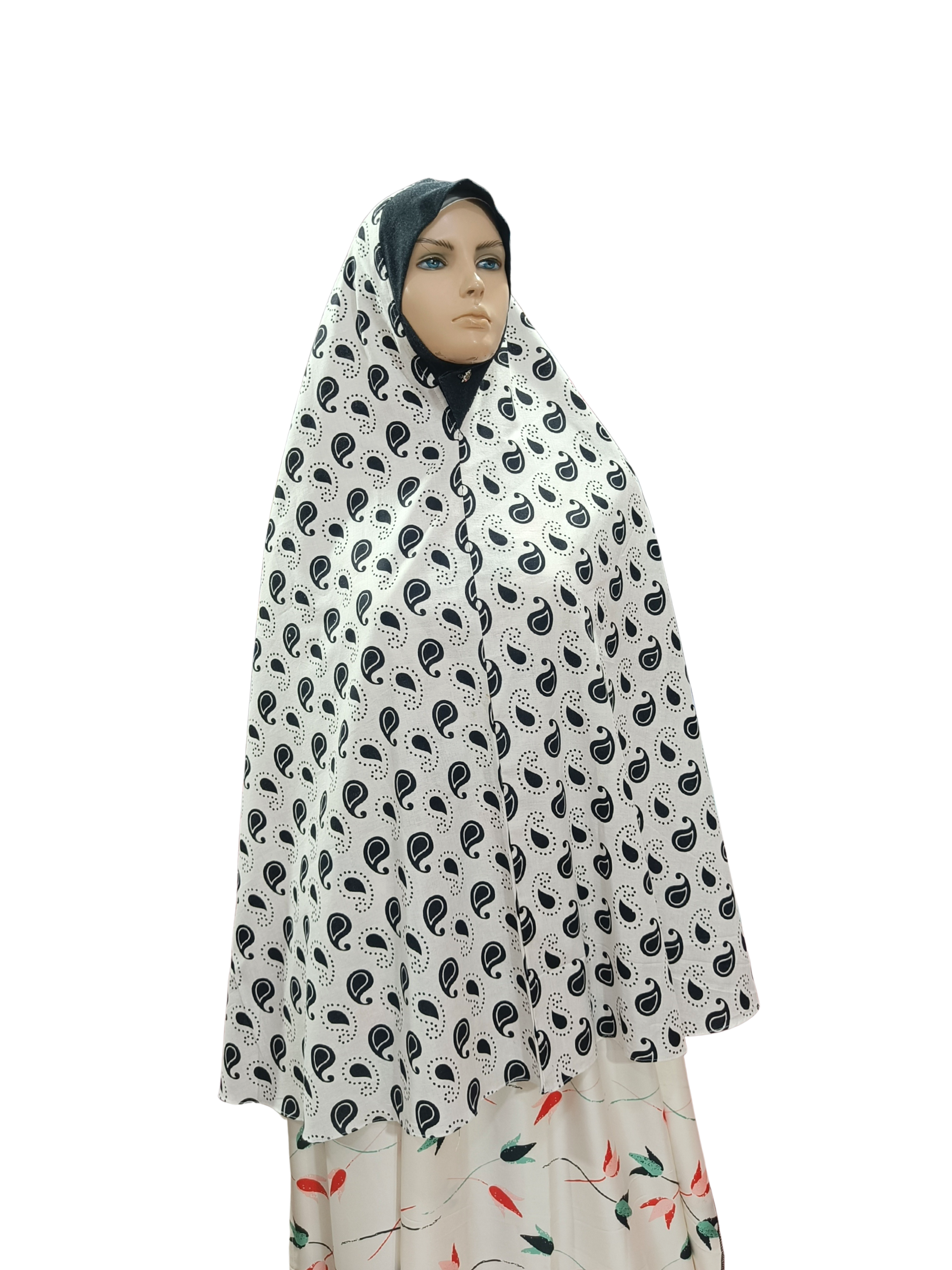 Printed Cotton Namaaz Hijab – Soft, Breathable & Full Coverage.B009P001