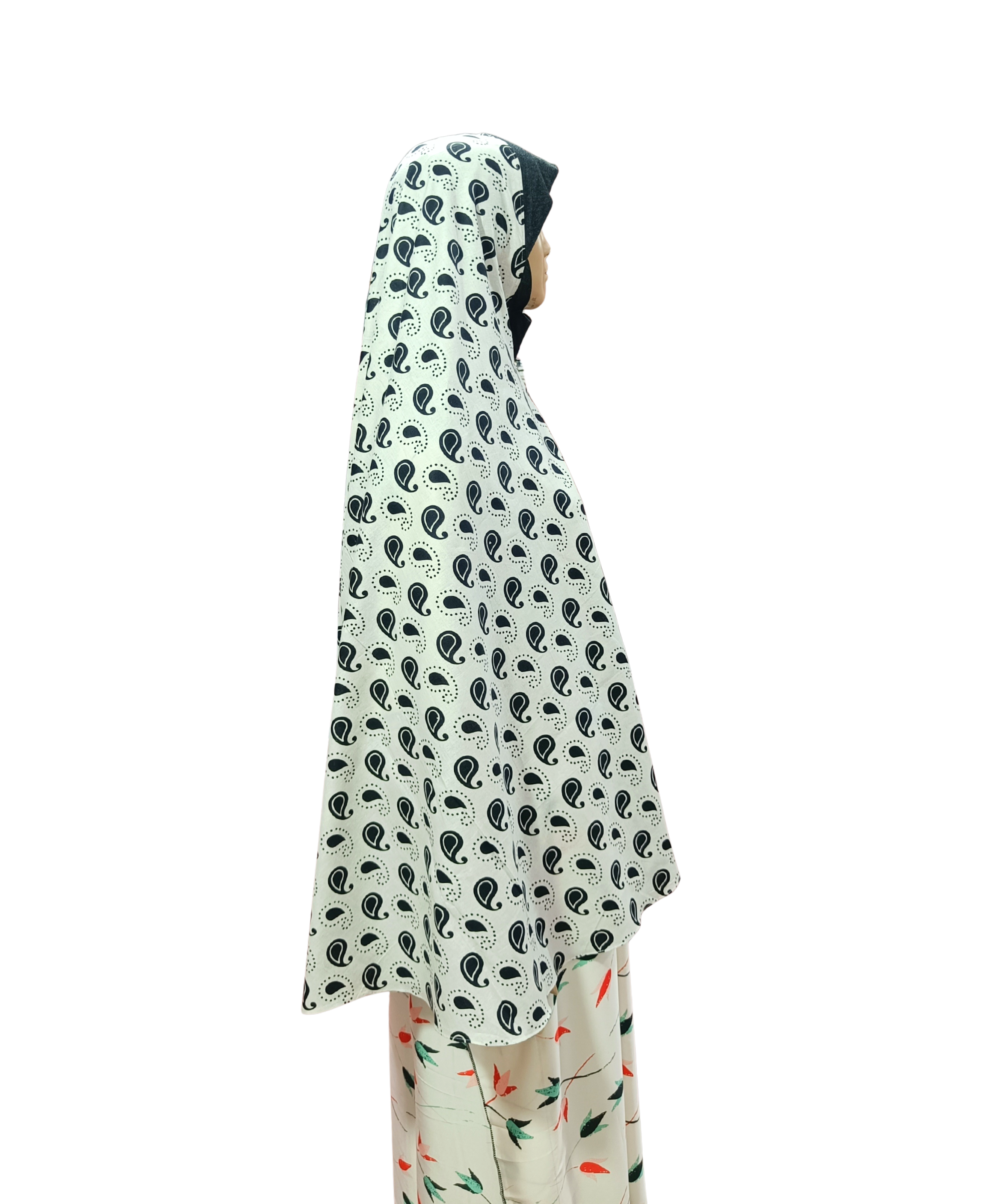 Printed Cotton Namaaz Hijab – Soft, Breathable & Full Coverage.B009P001