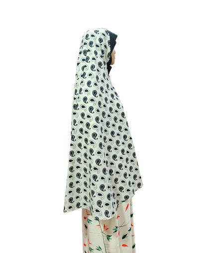 Printed Cotton Namaaz Hijab – Soft, Breathable & Full Coverage.B009P001