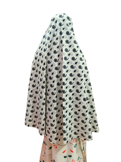Printed Cotton Namaaz Hijab – Soft, Breathable & Full Coverage.B009P001