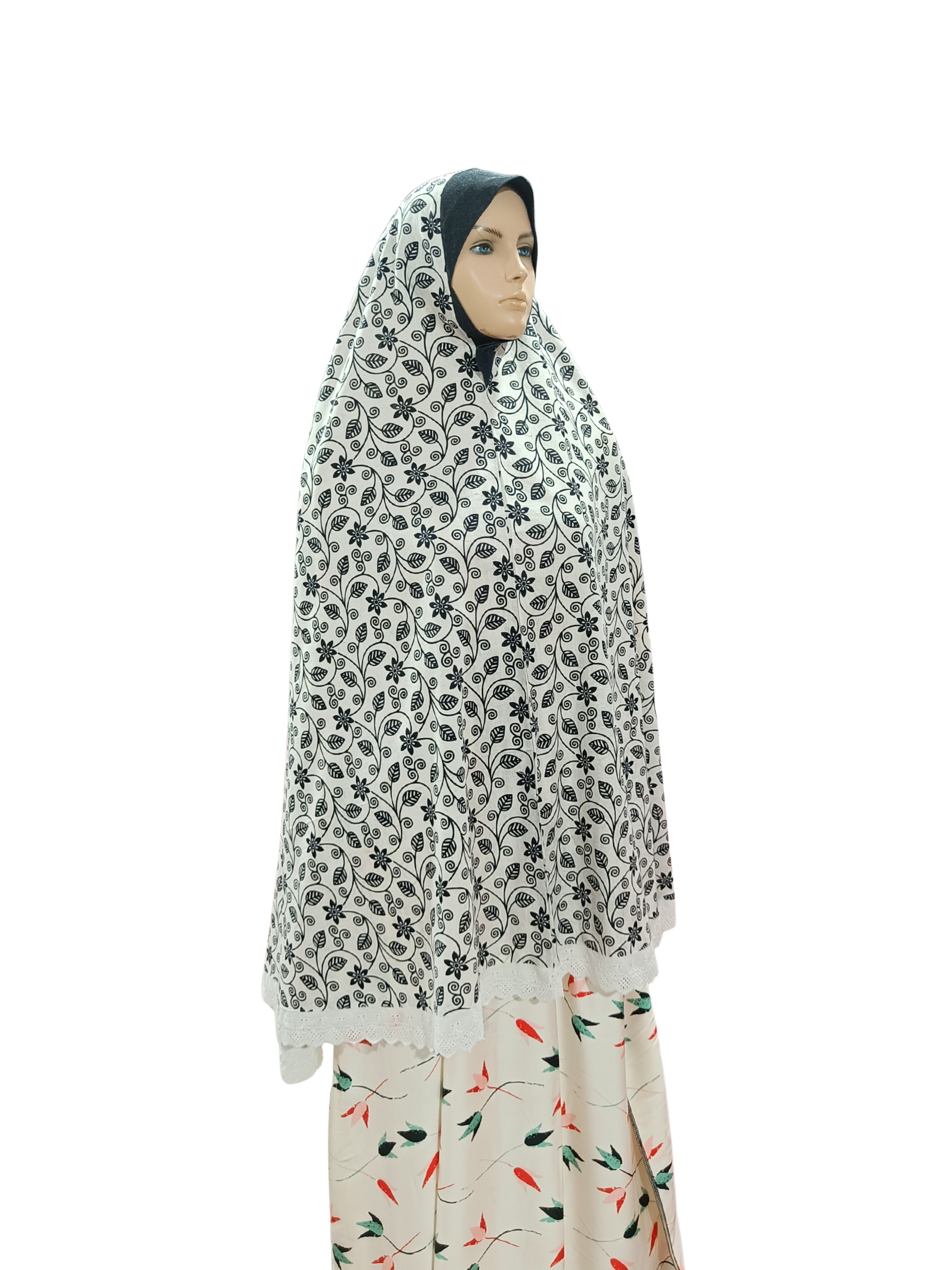 Printed Cotton Namaaz Hijab – Soft, Breathable & Full Coverage.B009P018