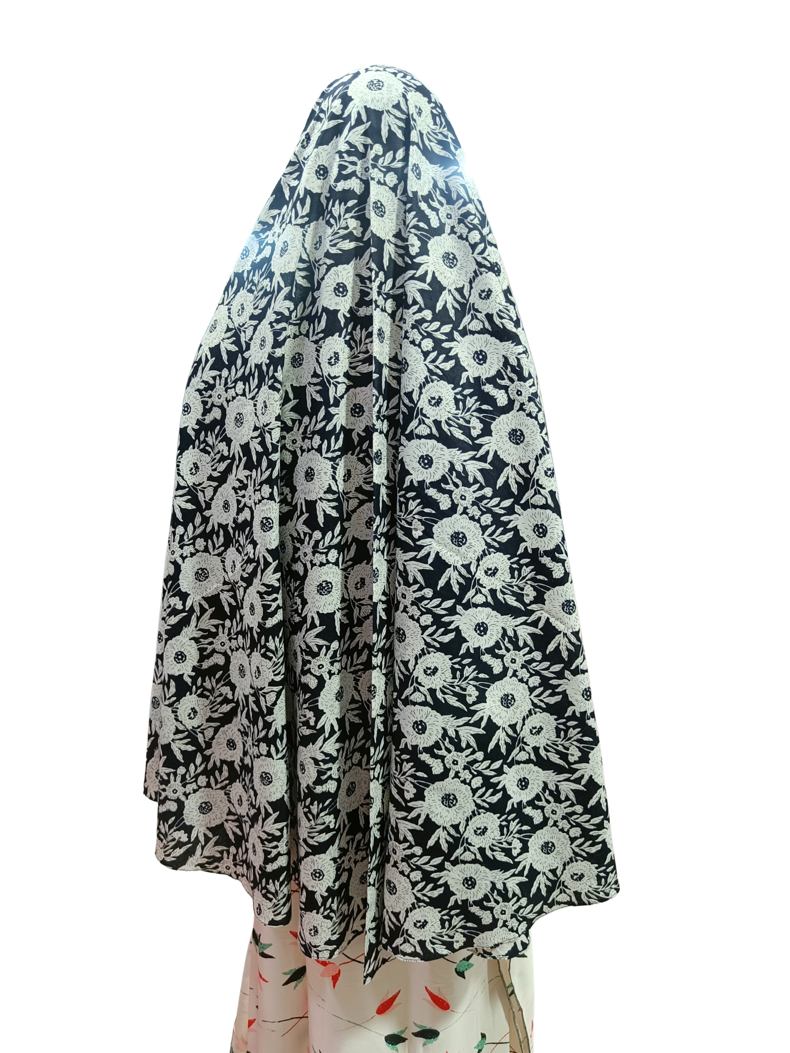 Printed Cotton Namaaz Hijab – Soft, Breathable & Full Coverage.B009P004