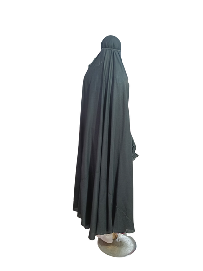 Plain Black Namaz Jilbab with Sleeves– Soft, Breathable & Full Coverage.B009P030