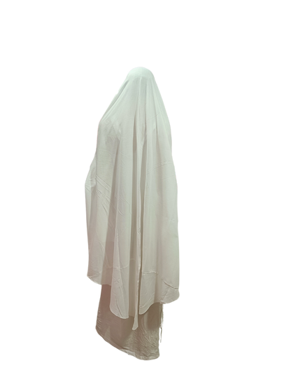 Plain White Namaz Jilbab with Sleeves– Soft, Breathable & Full Coverage.B009P031