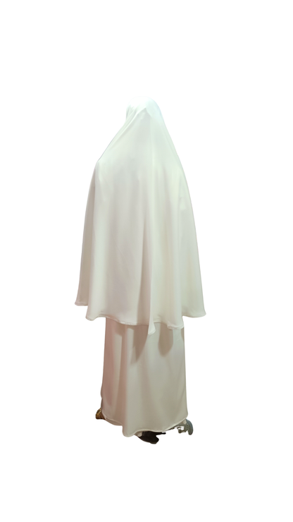 Ladies Ihram Set – 2 Piece (Abaya + Hijab) | White