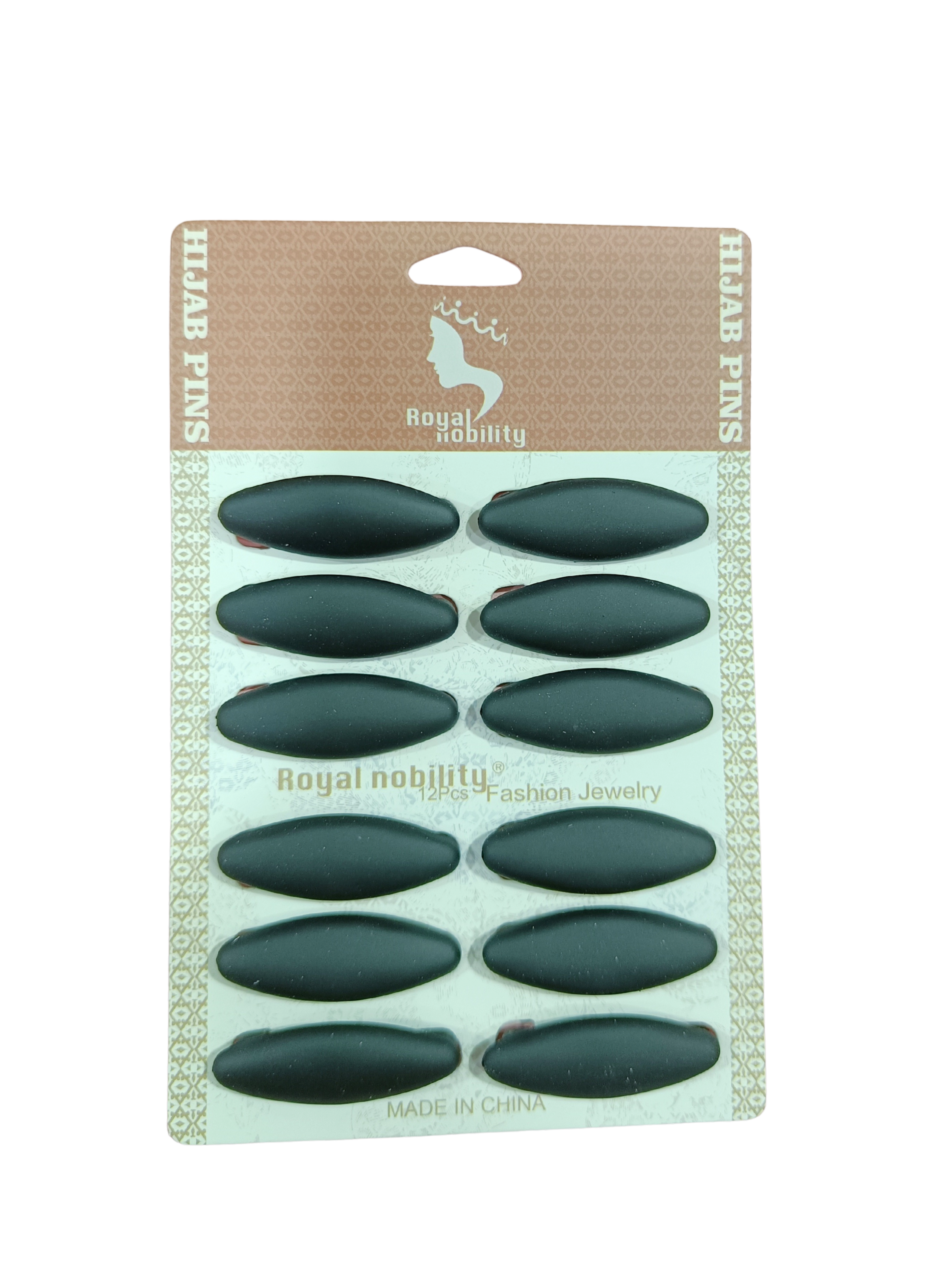 Royal Nobility Hijab Pins – Matte Black (12 Pieces)- MP-024